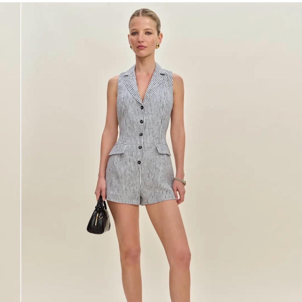 Leila linen romper vineyard by Reformation